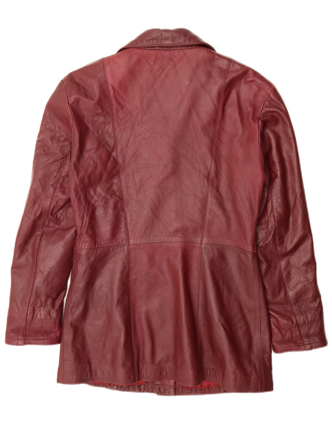 Vintage Damen 4 Knopf Leder Blazer Jacke UK 10 Small Burgund