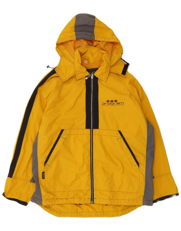 Brugi Herren-Regenjacke mit Kapuze, IT 50, groß, gelbe Colourblock-Baumwolle