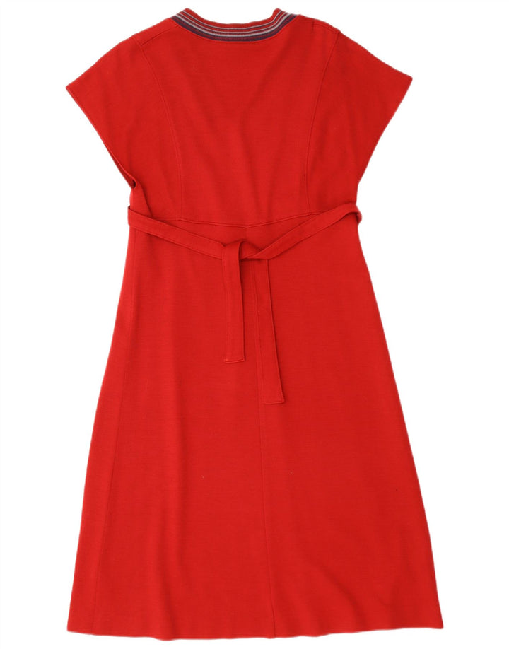 Vintage Damen A-Linie Kleid UK 12 Mittelrot