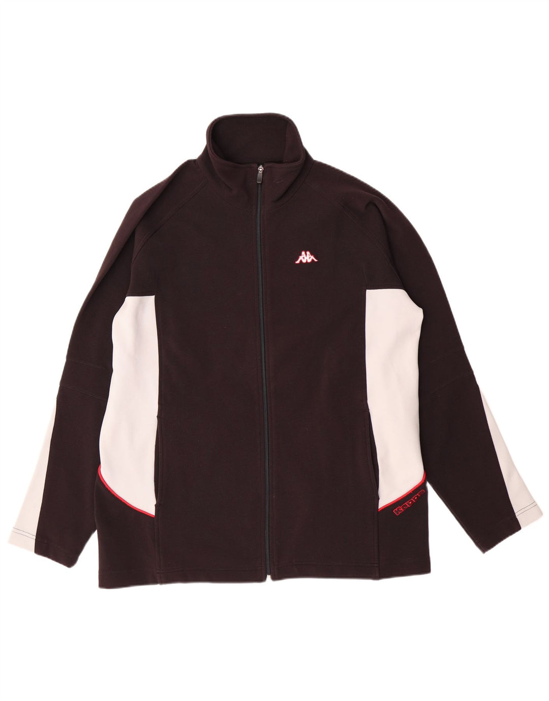 KAPPA Herren-Trainingsanzug-Top-Jacke, großes schwarzes Farbblock-Polyester