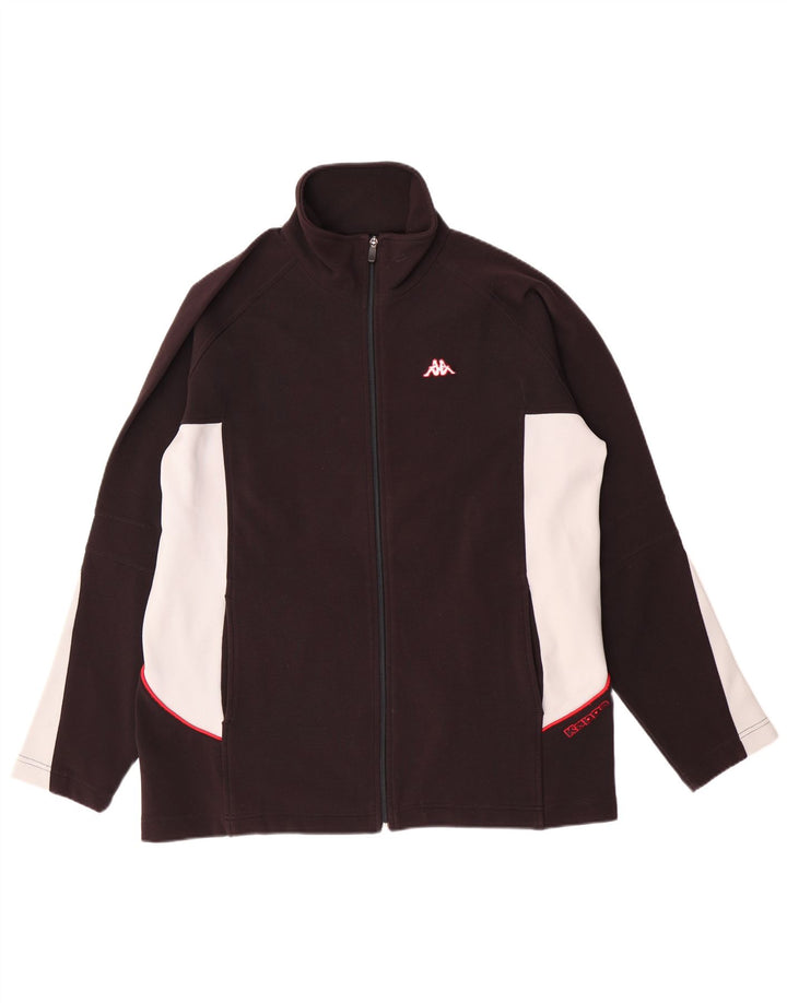 KAPPA Herren-Trainingsanzug-Top-Jacke, großes schwarzes Farbblock-Polyester