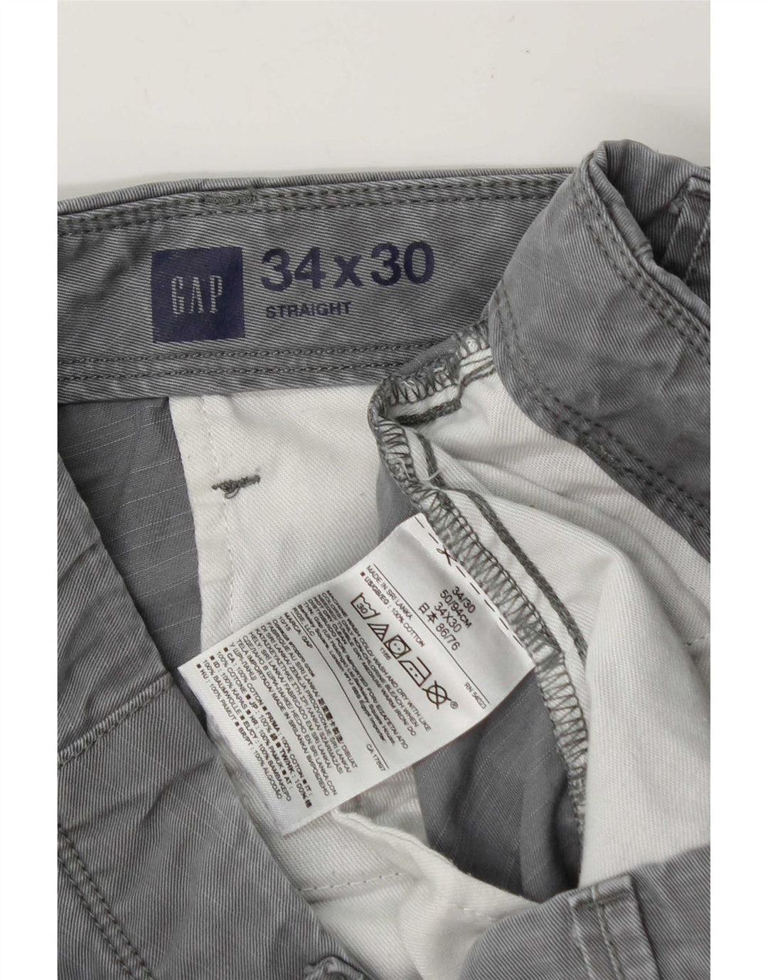 Gap gerade Chino-Hose für Herren, W34, L30, graue Baumwolle