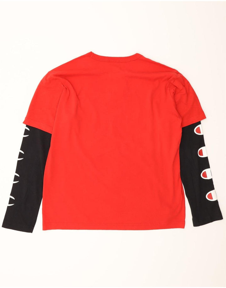 Champion Herren Grafik-Oberteil, langärmelig, klein, Rot, Farbblock