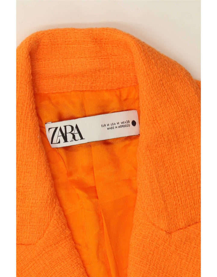 Zara Damen Crop Zweireihige Weste UK 14 Mittelorange