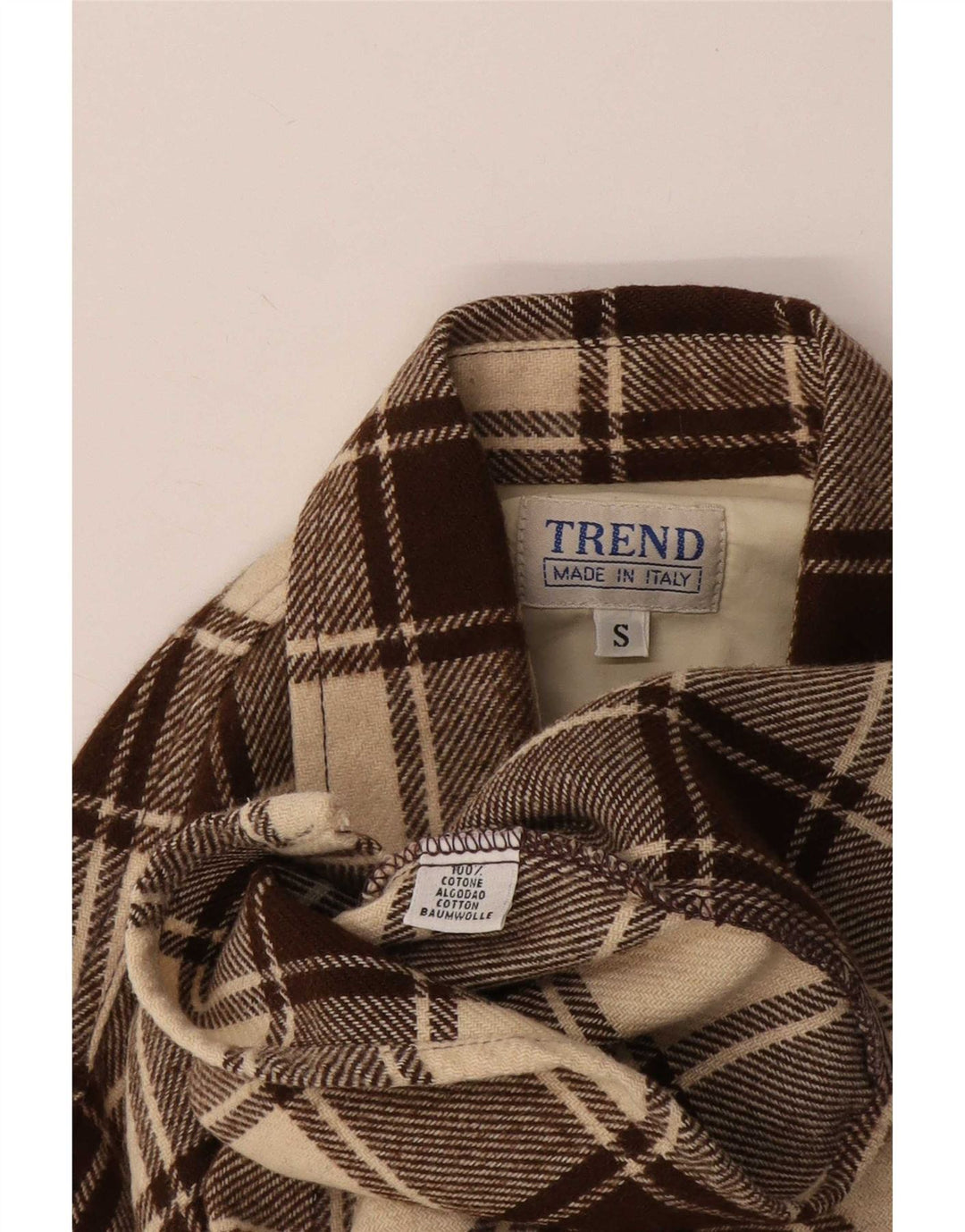 Trend Herren-Lumberjack-Flanellhemd, klein, braun, kariert, Baumwolle