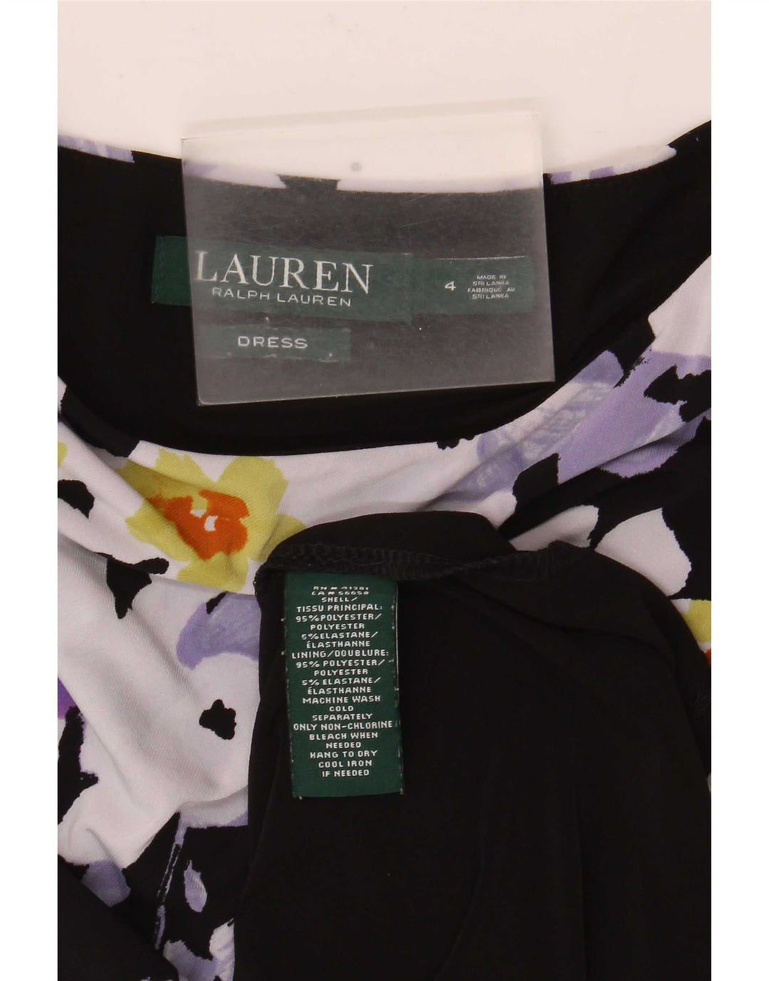 Ralph Lauren Damen Etuikleid US 4 Small Schwarz geblümtes Polyester