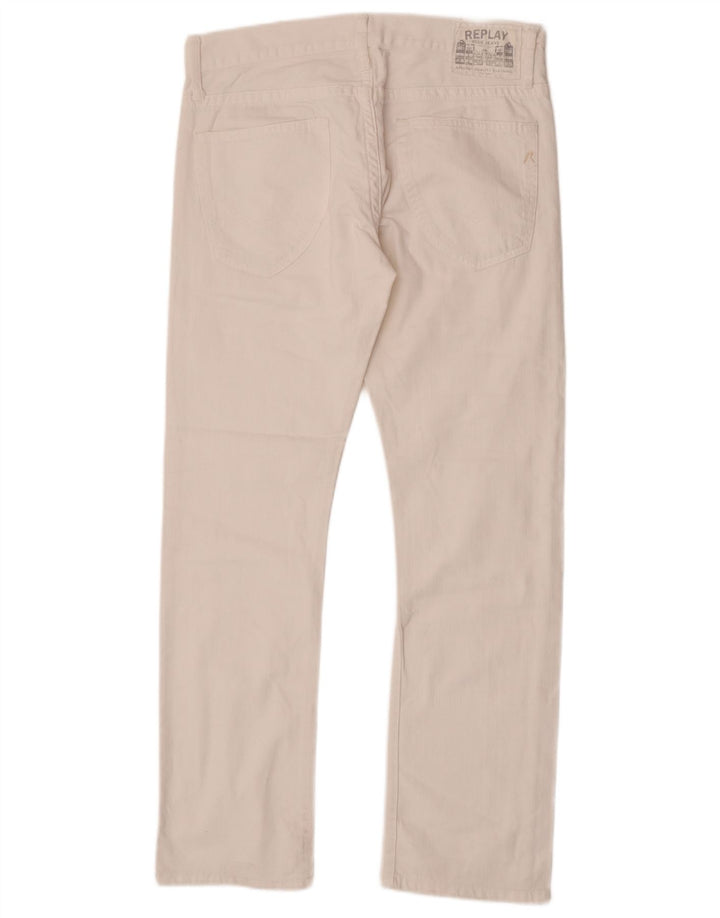 Replay Herren Straight Jeans W32 L31 Weiße Baumwolle