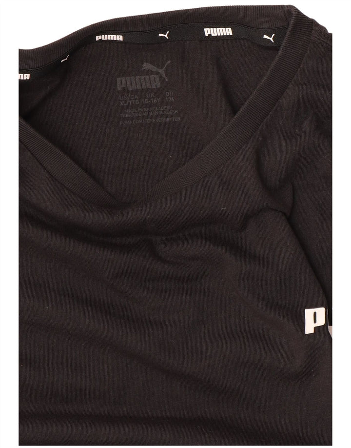 PUMA Jungen Graphic Top Langarm 15-16 Jahre XL Schwarz