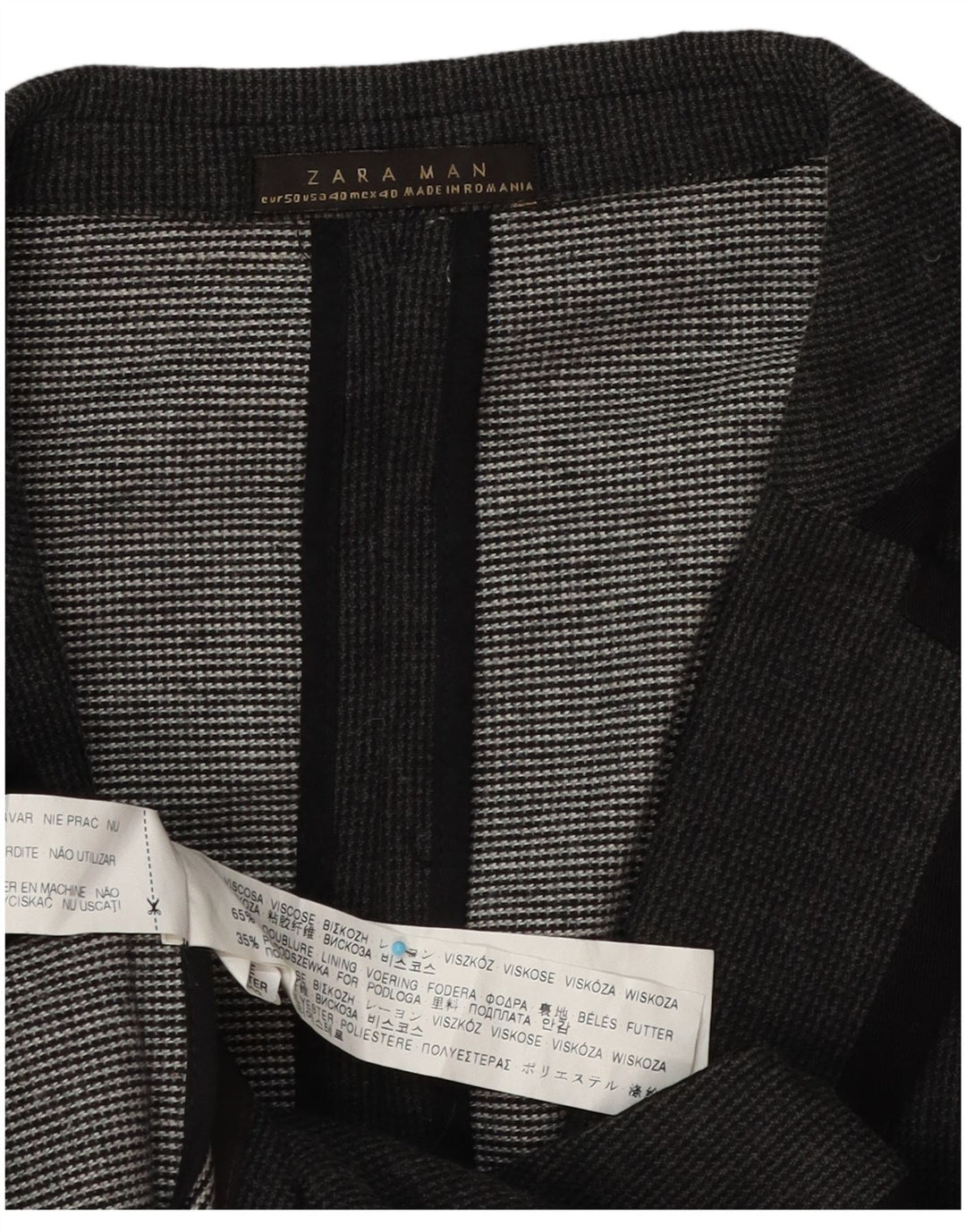 Zara Herren-Blazer mit 1 Knopf, EU 50, mittelgraue Viskose