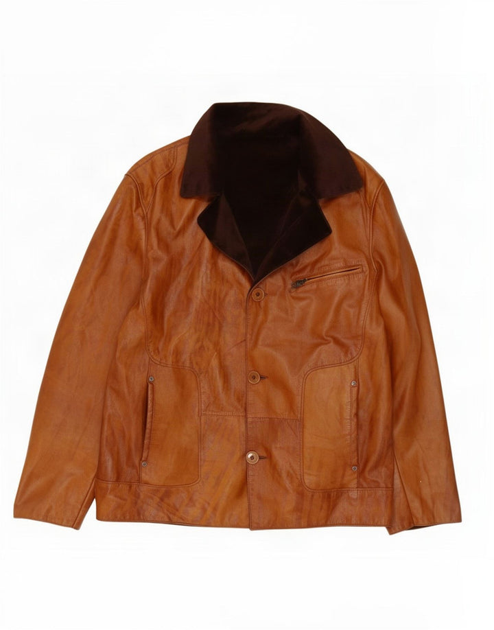Vintage Herren Leder Wendejacke IT 52 Large Braun