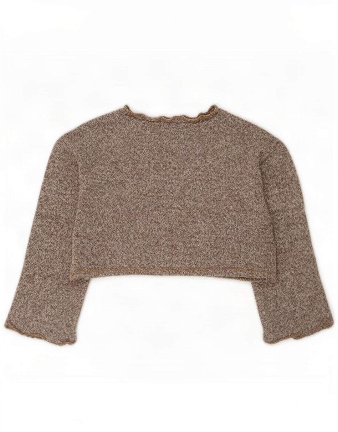 Zara Damen Crop Oversized Top Langarm UK 10 Small Braun Polyester