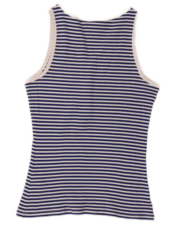Guess Damen-Trägershirt UK 12 Mittelblau gestreift aus Baumwolle