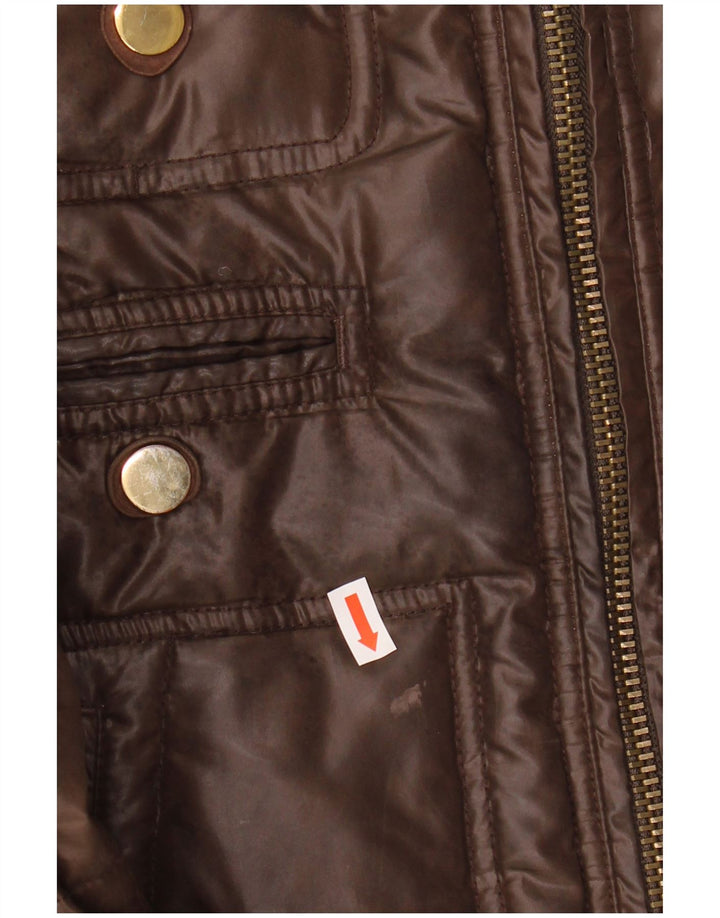 Fay Damen Wattierte Jacke UK 10 Small Braun Polyamid