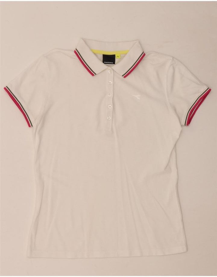 DIADORA Damen Poloshirt UK 14 Large Weiß