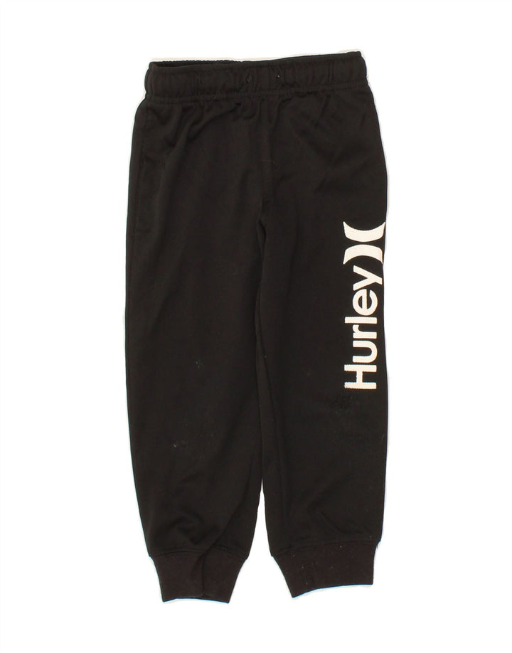 HURLEY Boys Graphic Tracksuit Trousers Joggers 4-5 Years  Black Polyester Vintage Hurley and Second-Hand Hurley from Messina Hembry 