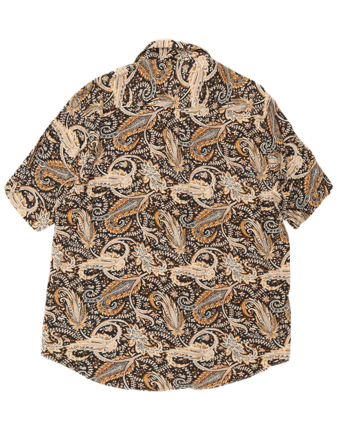 Vintage Herren Kurzarmhemd groß schwarz Paisley