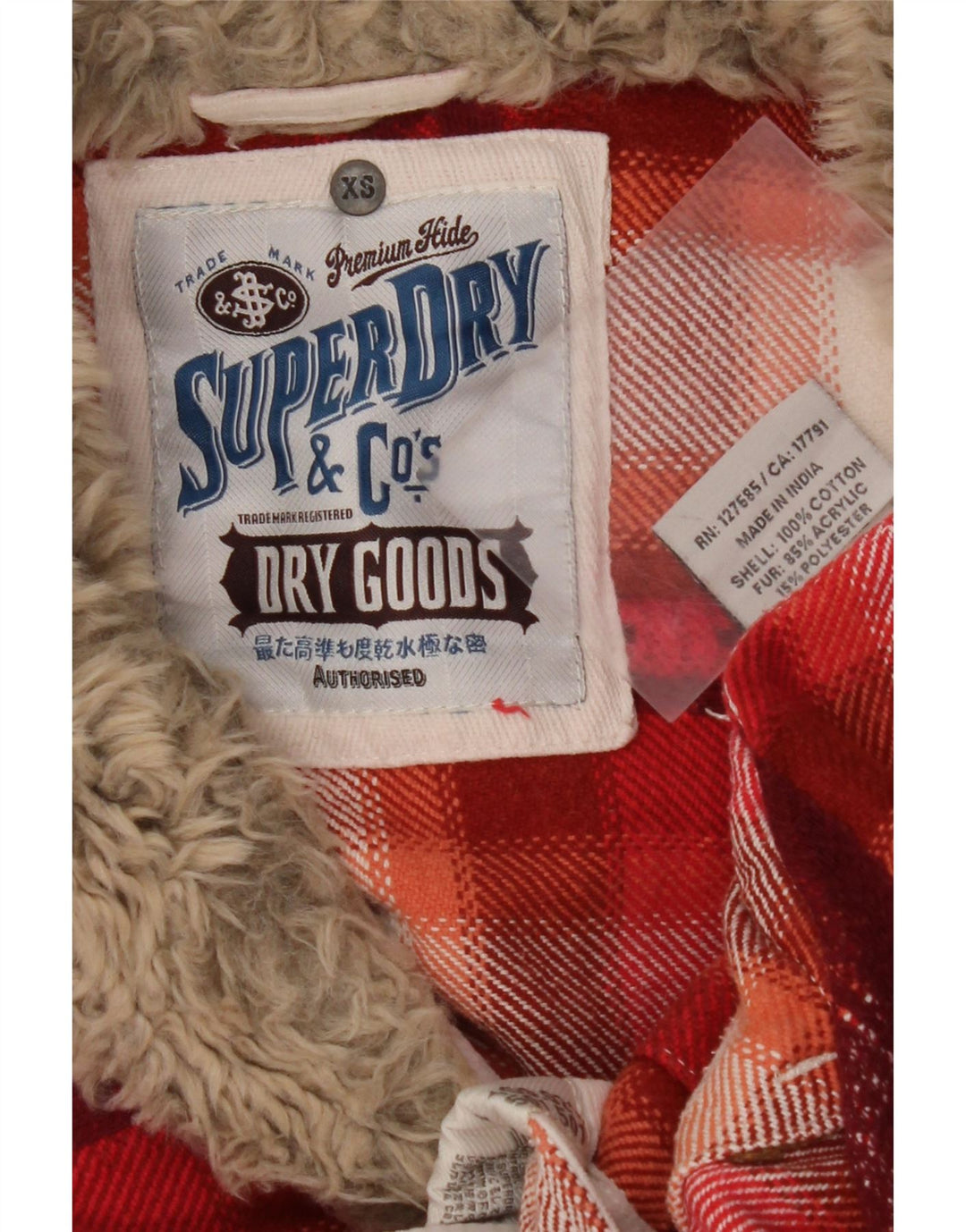 SUPERDRY Damen Flanellhemd UK 6 XS Rot karierte Baumwolle
