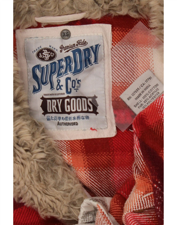 SUPERDRY Damen Flanellhemd UK 6 XS Rot karierte Baumwolle