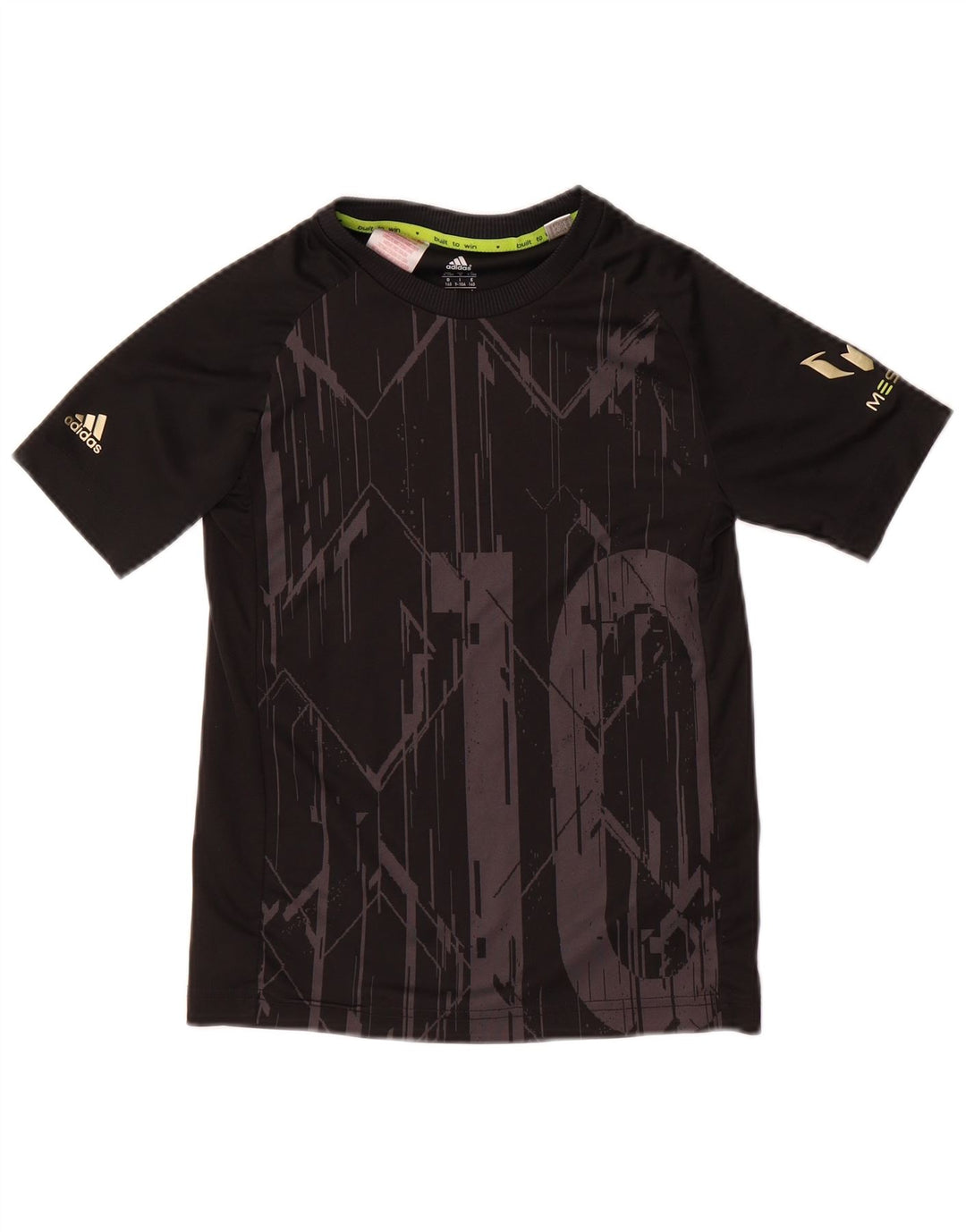 Adidas Jungen MESSI Graphic T-Shirt Top 9-10 Jahre Schwarzes Polyester