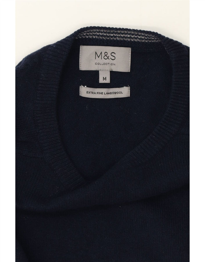 Marks & Spencer Herren-Pullover mit Rundhalsausschnitt, mittlere marineblaue Lammwolle