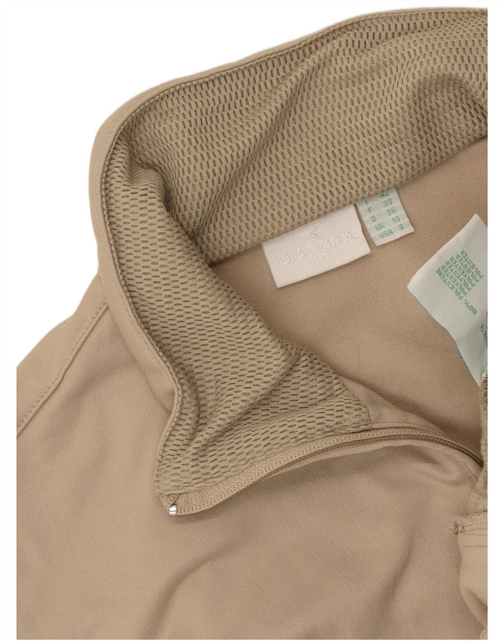 Diadora Damen-Trainingsanzug-Oberteil in Übergröße, Gr. 10, Größe S, Beige, Farbblock