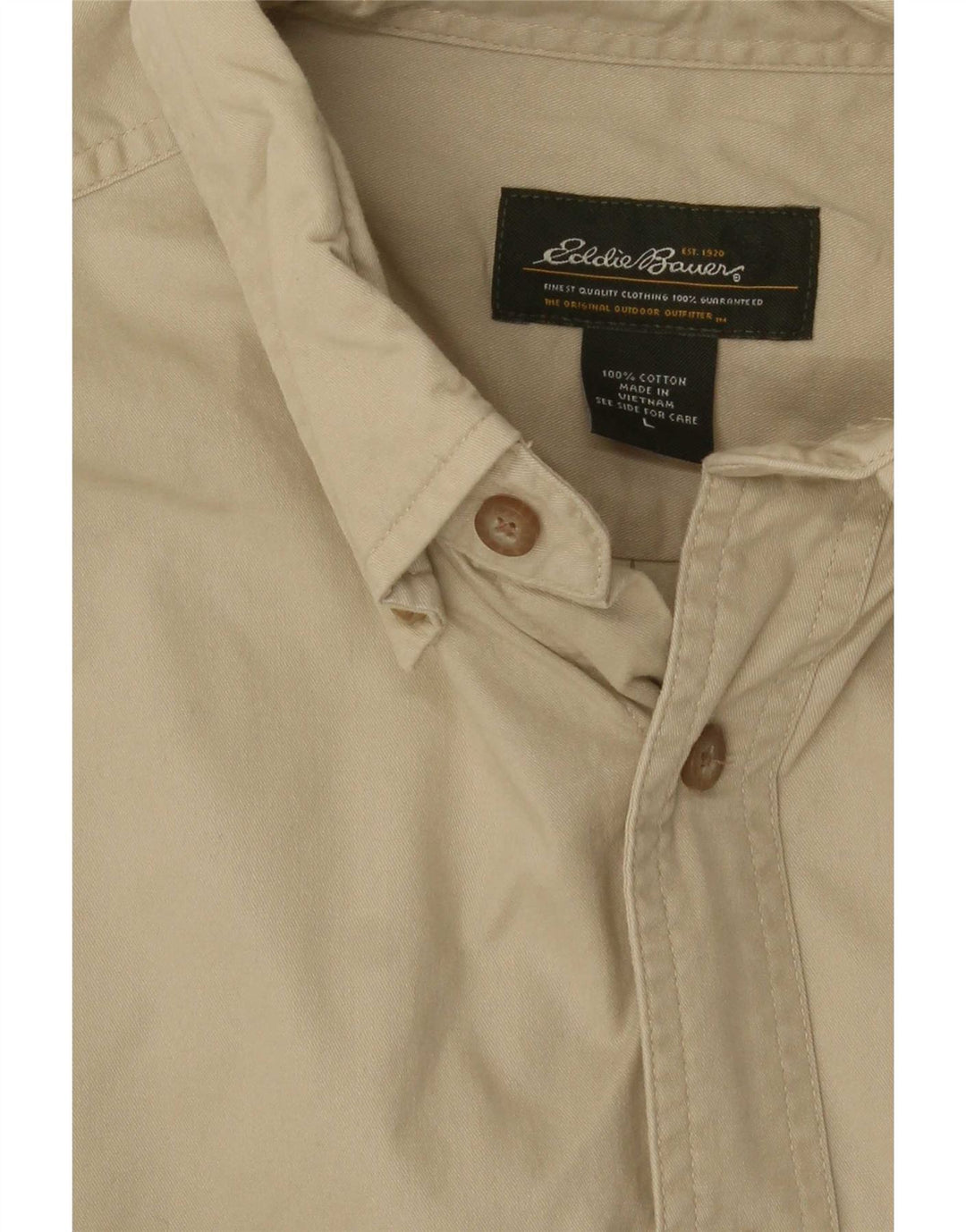 Eddie Bauer Herrenhemd Große Beige Baumwolle