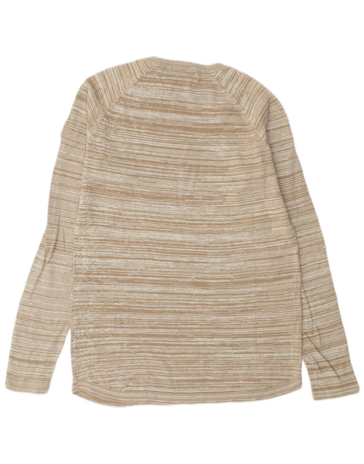 G-Star Herren-Pullover mit Rundhalsausschnitt, klein, beige, gestreift, Baumwolle
