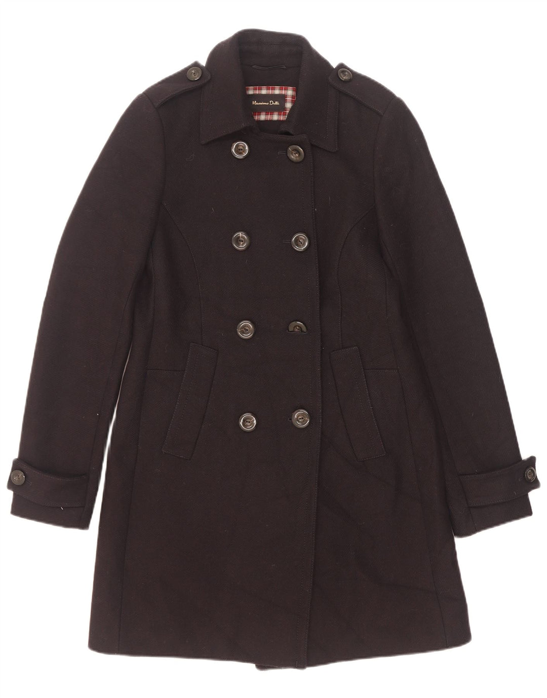 Massimo Dutti Damen-Militär-Zweireihermantel UK 10 Small Marineblau
