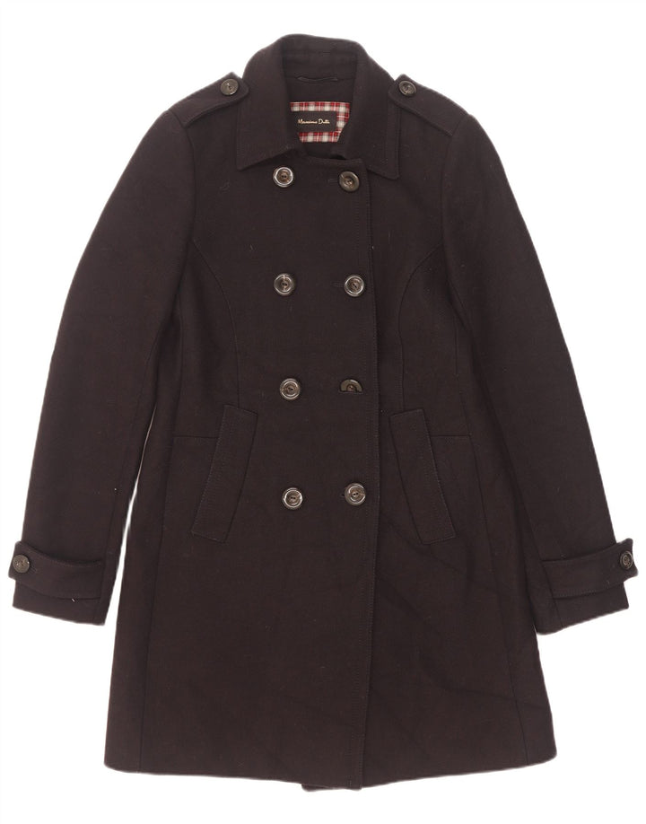 Massimo Dutti Damen-Militär-Zweireihermantel UK 10 Small Marineblau
