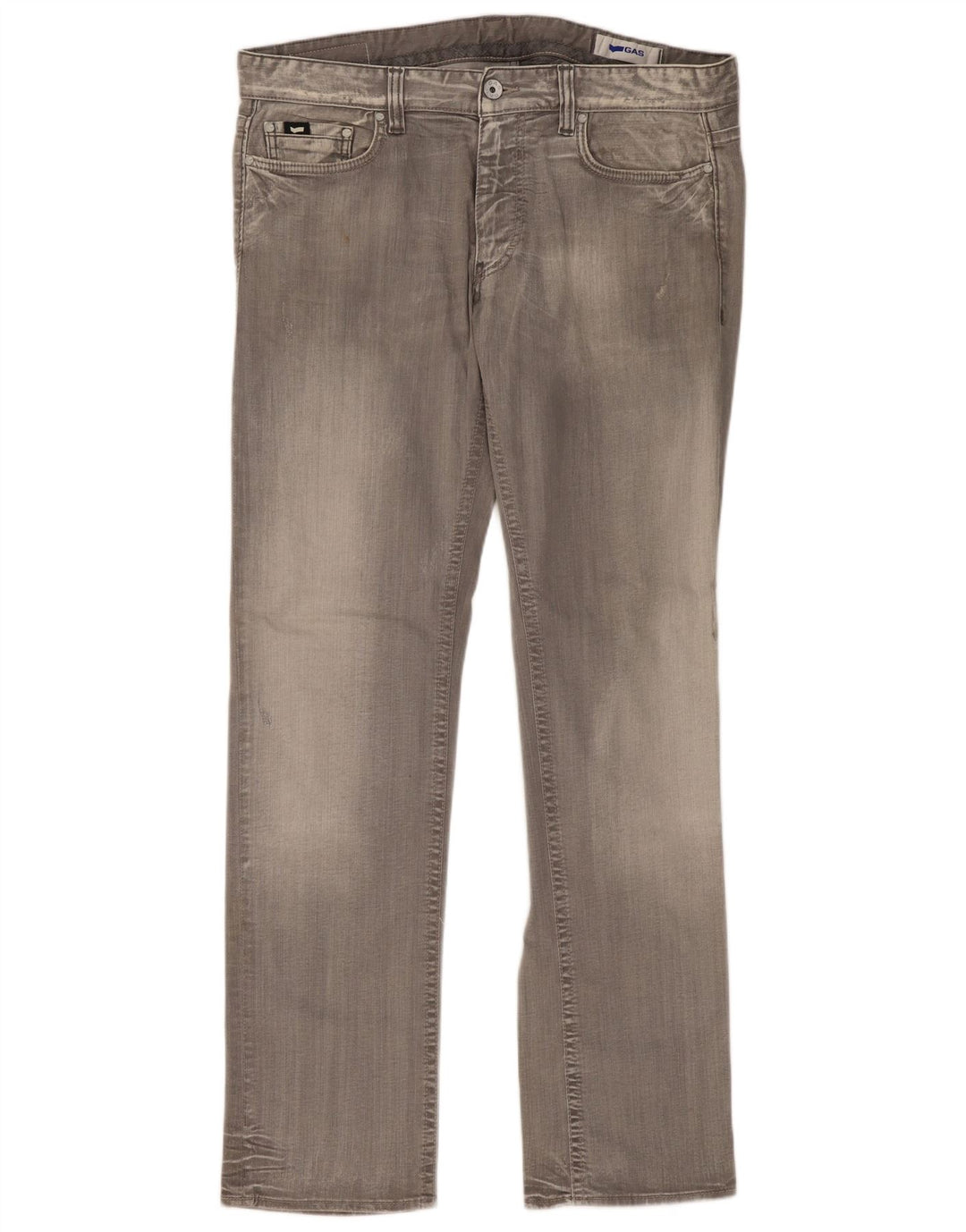 Gas Damen Straight Jeans W38 L34 Graue Baumwolle