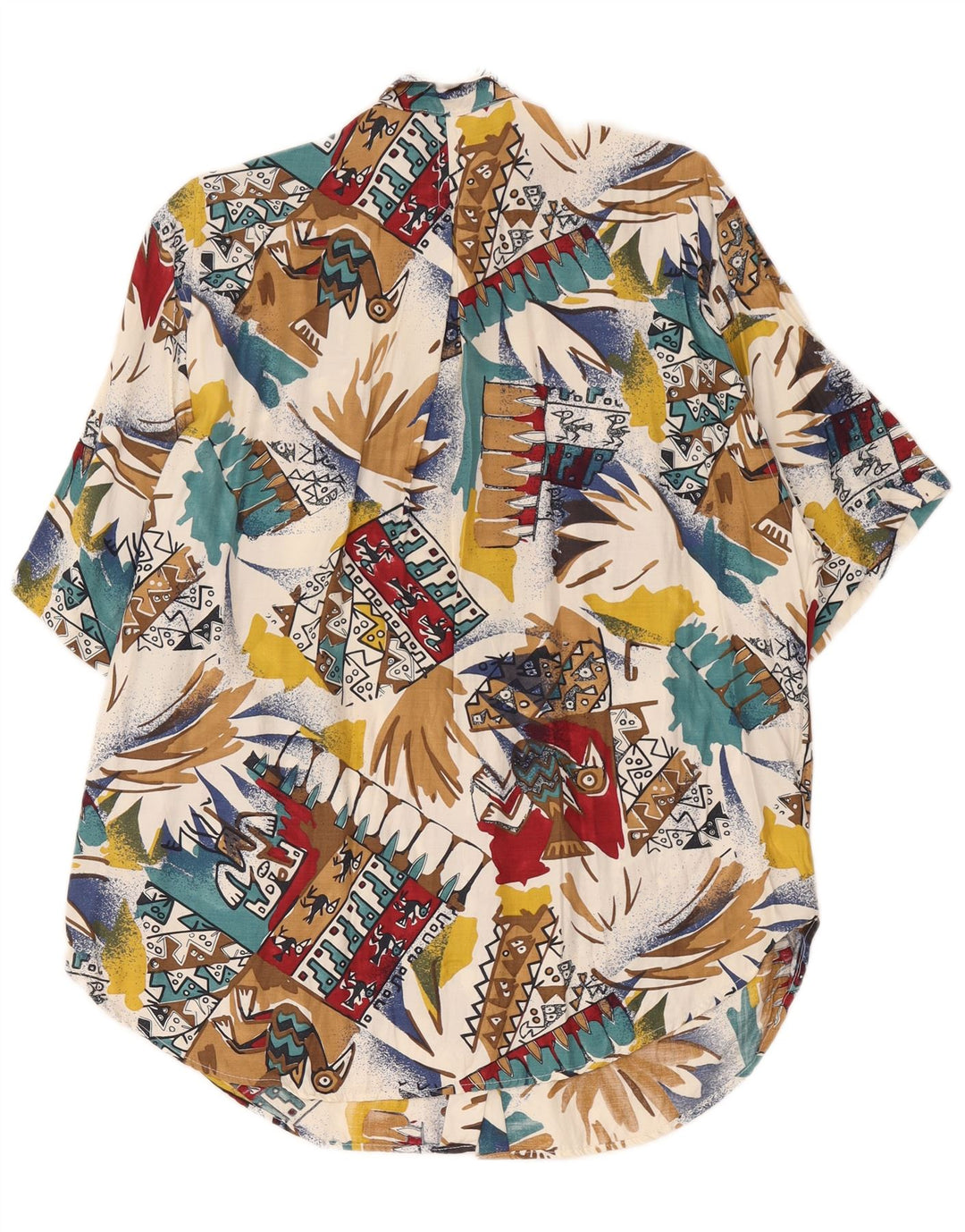 Vintage Damen Übergroßes Hawaiihemd UK 16 Groß Mehrfarbig Retro