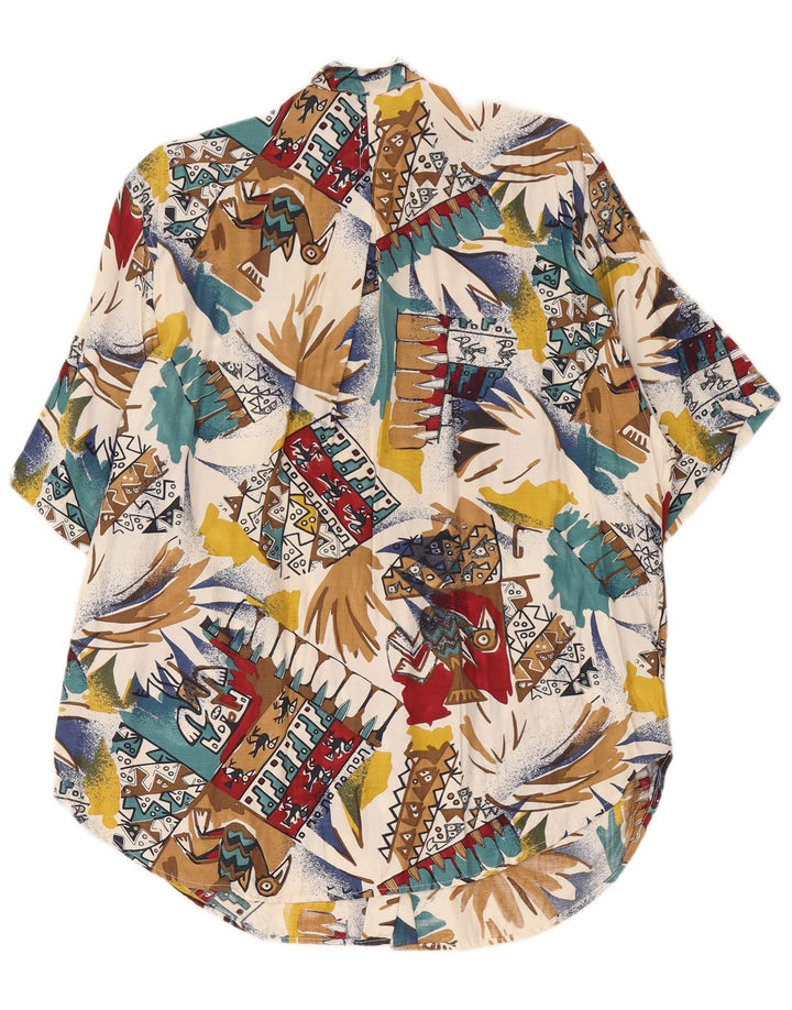Vintage Damen Übergroßes Hawaiihemd UK 16 Groß Mehrfarbig Retro