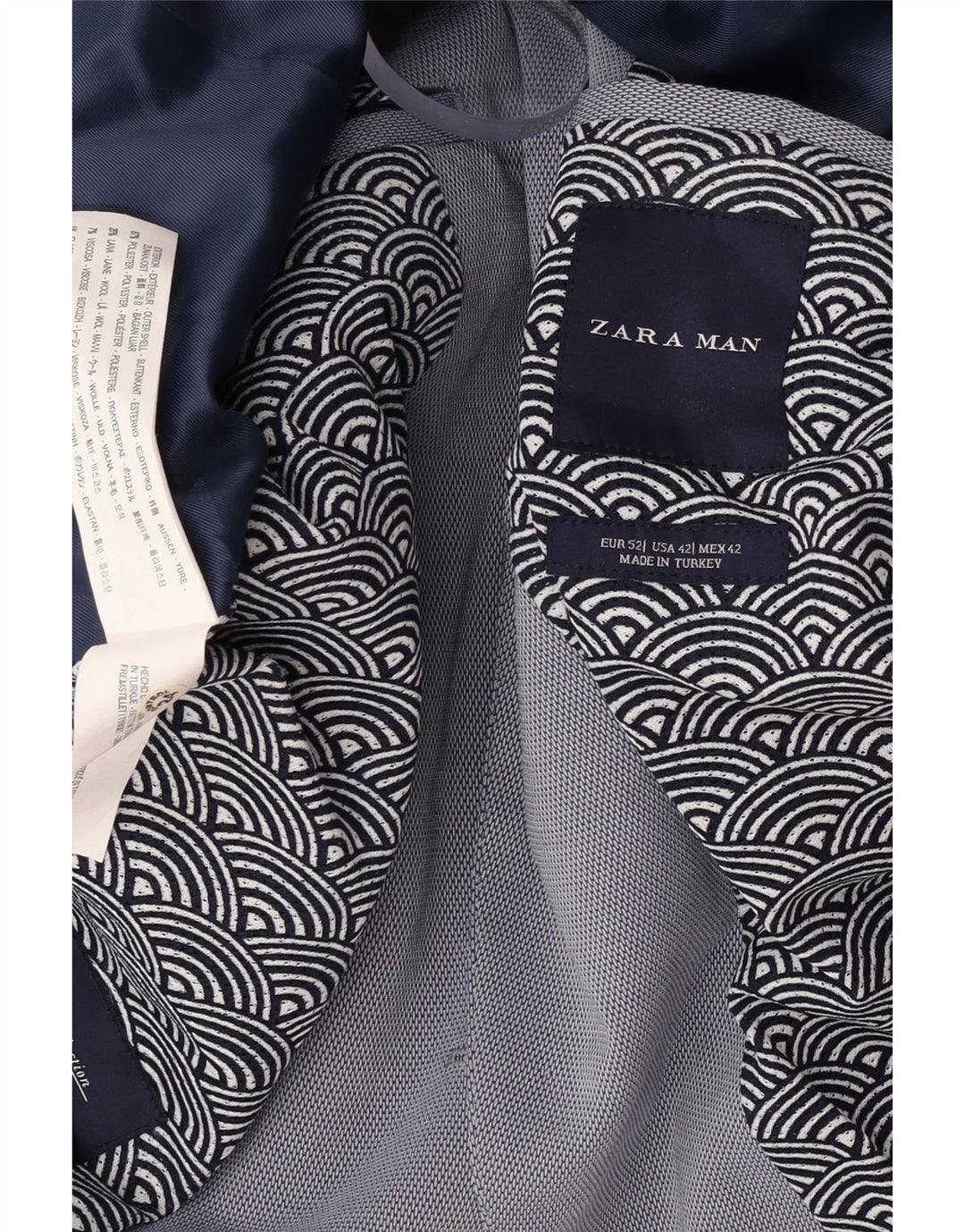 Zara Herren-Blazerjacke mit 2 Knöpfen, EU 52, groß, blau, Polyester