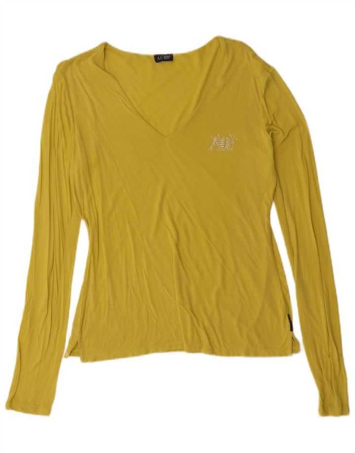 Armani Damen Top Langarm UK 14 Mittelgelb