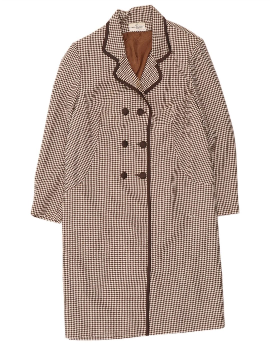 Alta Moda Damen Zweireihiger Mantel UK 8 Kleiner brauner Hahnentritt