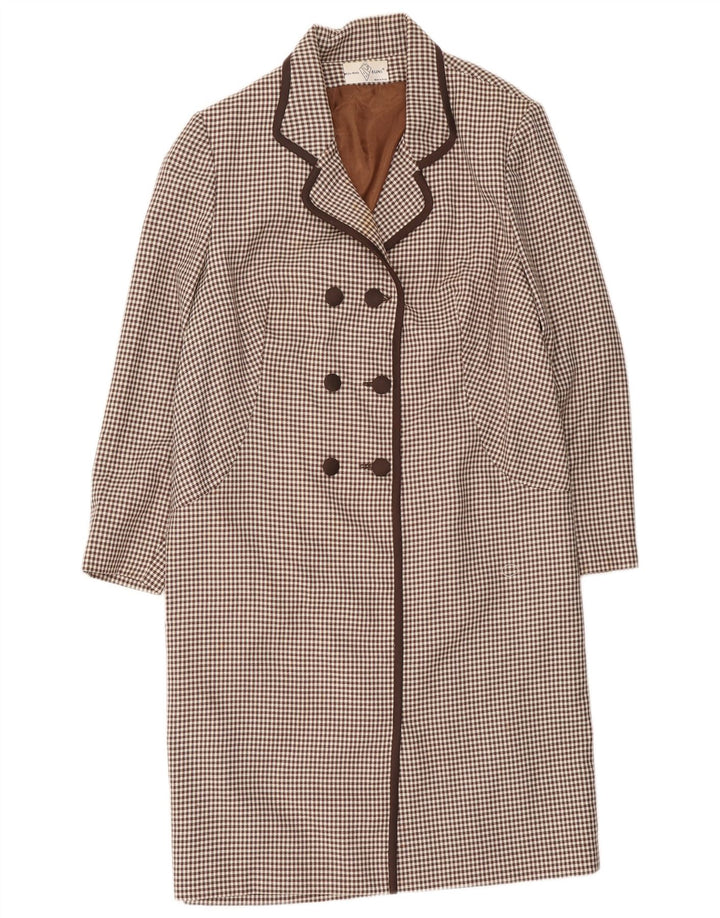 Alta Moda Damen Zweireihiger Mantel UK 8 Kleiner brauner Hahnentritt