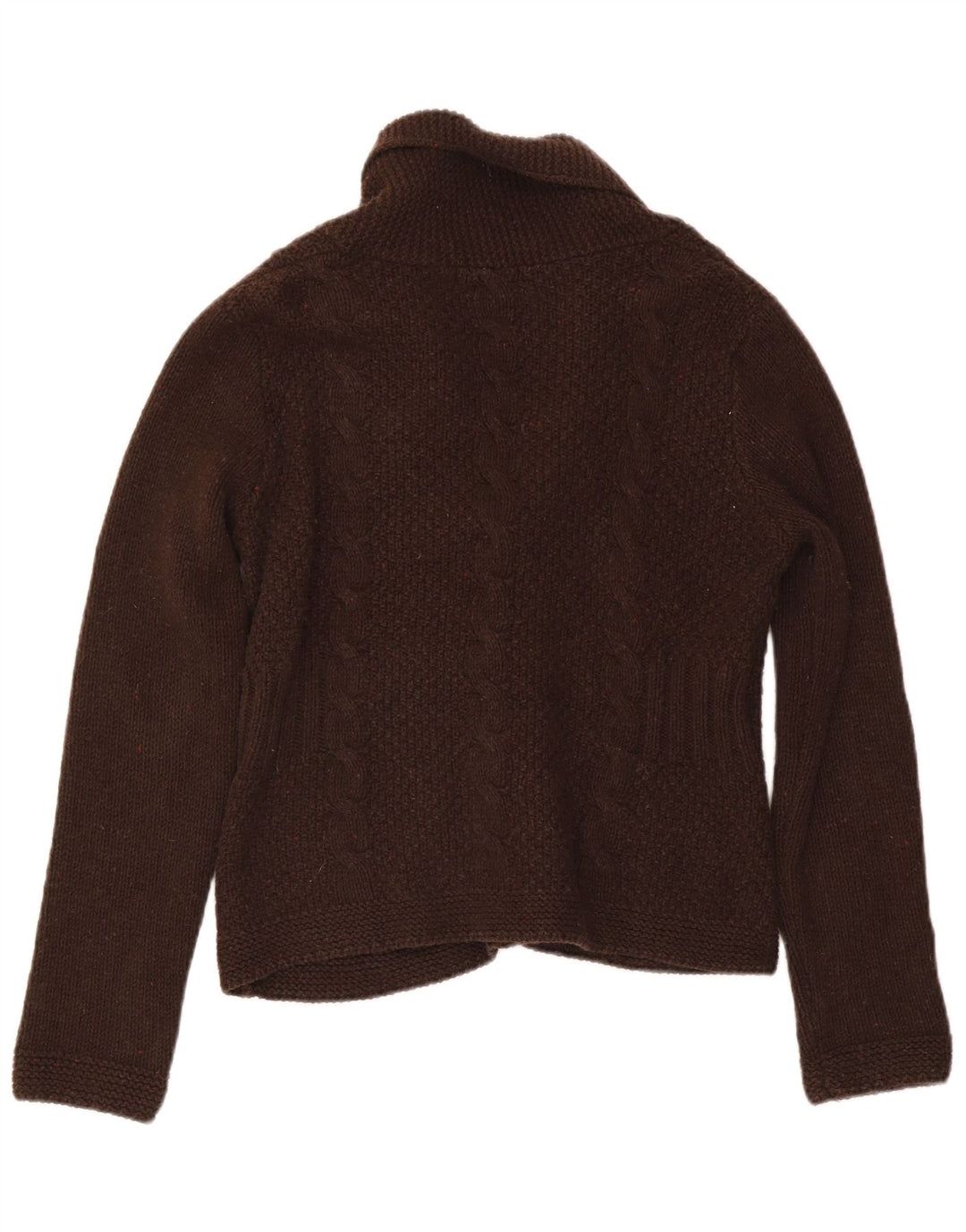 Eddie Bauer Damen-Cardigan-Pullover UK 12 Mittelbraun gefleckte Baumwolle