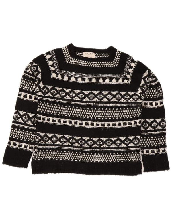 Zara Mädchen-Pullover mit U-Boot-Ausschnitt, 11–12 Jahre, Schwarz, Fair Isle