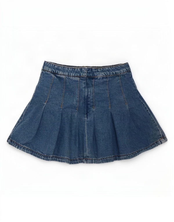 Marks & Spencer Denim-Faltenrock für Mädchen, 10–11 Jahre, W24, blaue Baumwolle