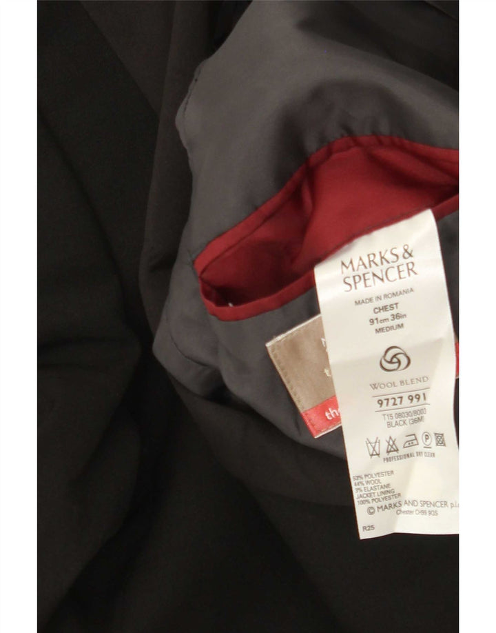 Marks & Spencer Herren-Blazer mit 2 Knöpfen, Gr. 36, Größe S, Schwarz, Polyester