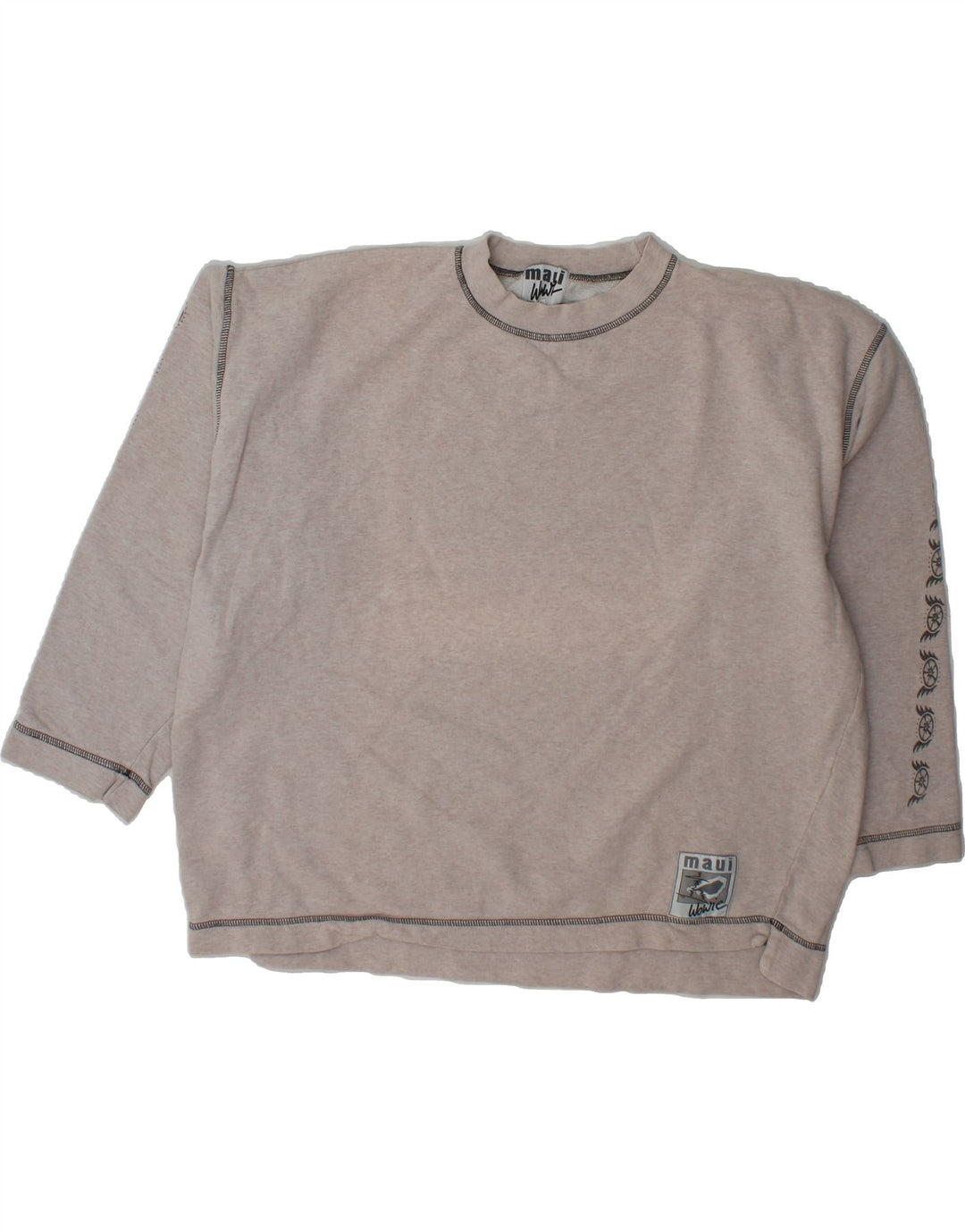 MAUI WOWIE Womens Oversized Graphic Sweatshirt Jumper UK 16 Large Grey Vintage Maui Wowie and Second-Hand Maui Wowie from Messina Hembry 