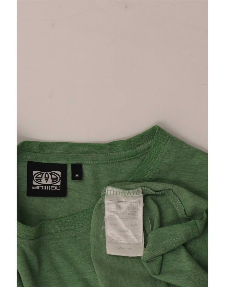 Animal-Grafik-T-Shirt-Oberteil für Herren aus mittelgrüner Baumwolle