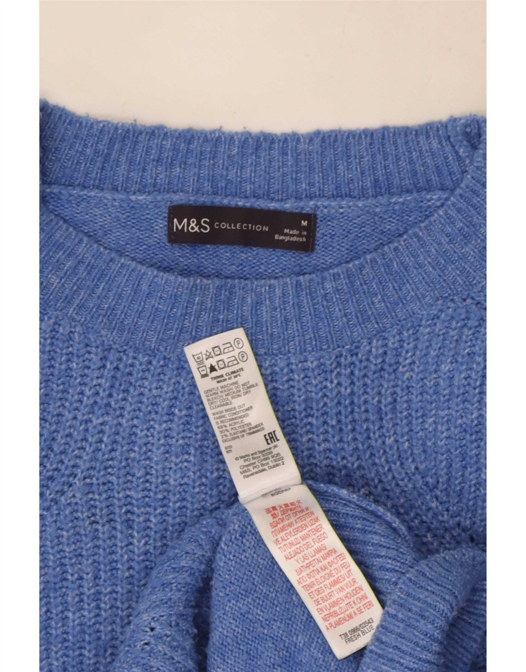 Marks & Spencer Damen Übergroßer Pullover mit Rundhalsausschnitt, UK 14, Mittelblau