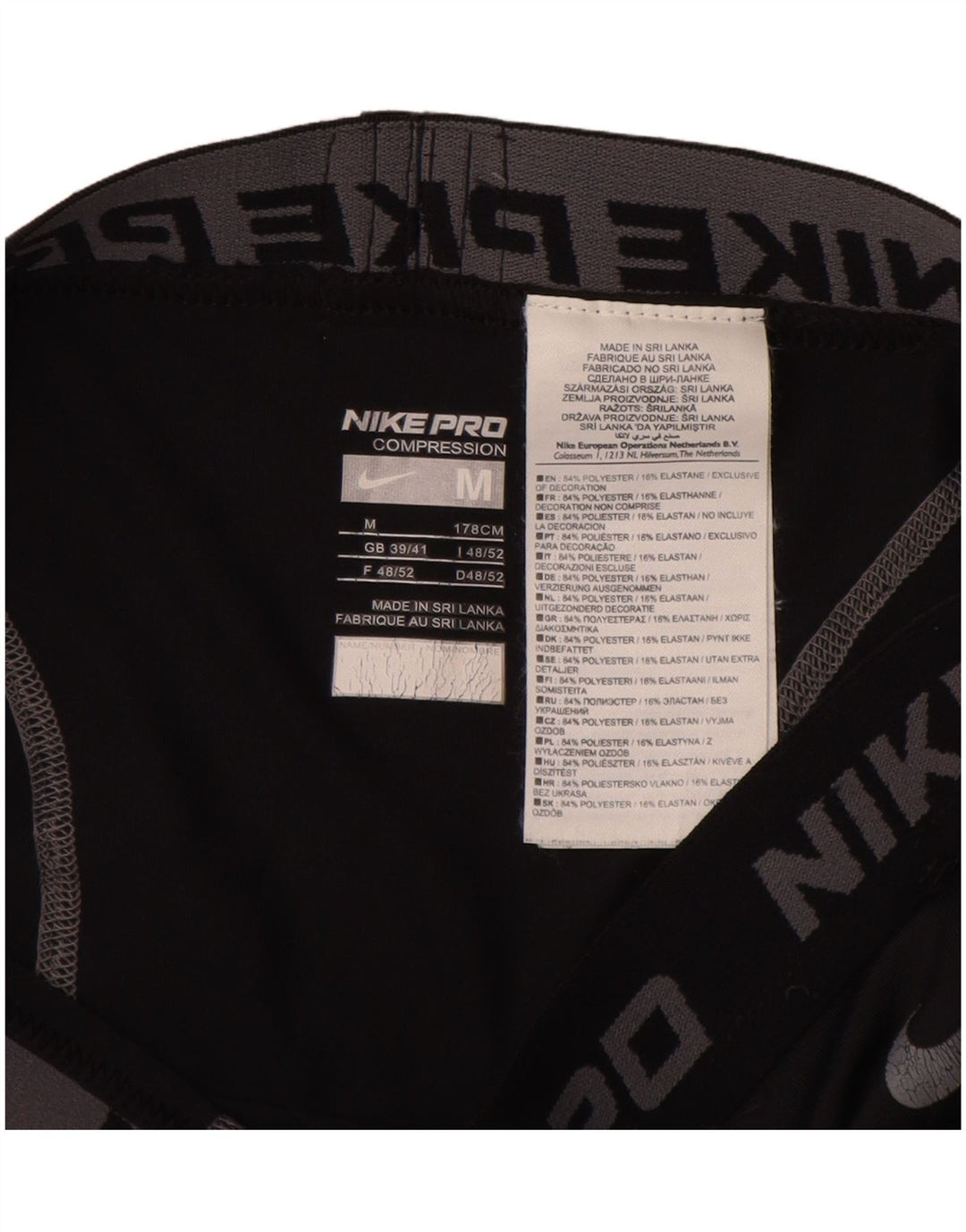 Nike Herren Graphic Leggings UK 39/41 Mittelschwarzes Polyester