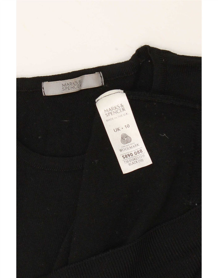 Marks & Spencer Damen-Pullover mit Rundhalsausschnitt, Gr. 10, Größe S, schwarze Wolle