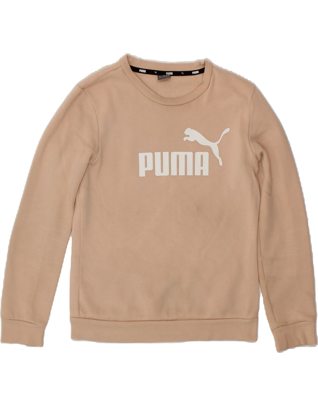 PUMA Womens Graphic Sweatshirt Jumper UK 6 XS Beige Vintage Puma and Second-Hand Puma from Messina Hembry 