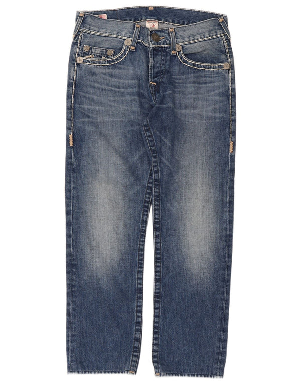 True Religion Damen Straight Jeans W31 L28 Blaue Baumwolle