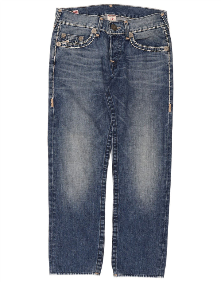 True Religion Damen Straight Jeans W31 L28 Blaue Baumwolle
