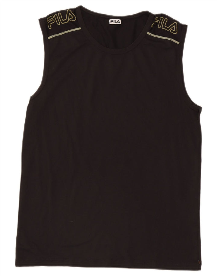 Fila Herren Grafik-Weste Top Small Schwarz Polyamid