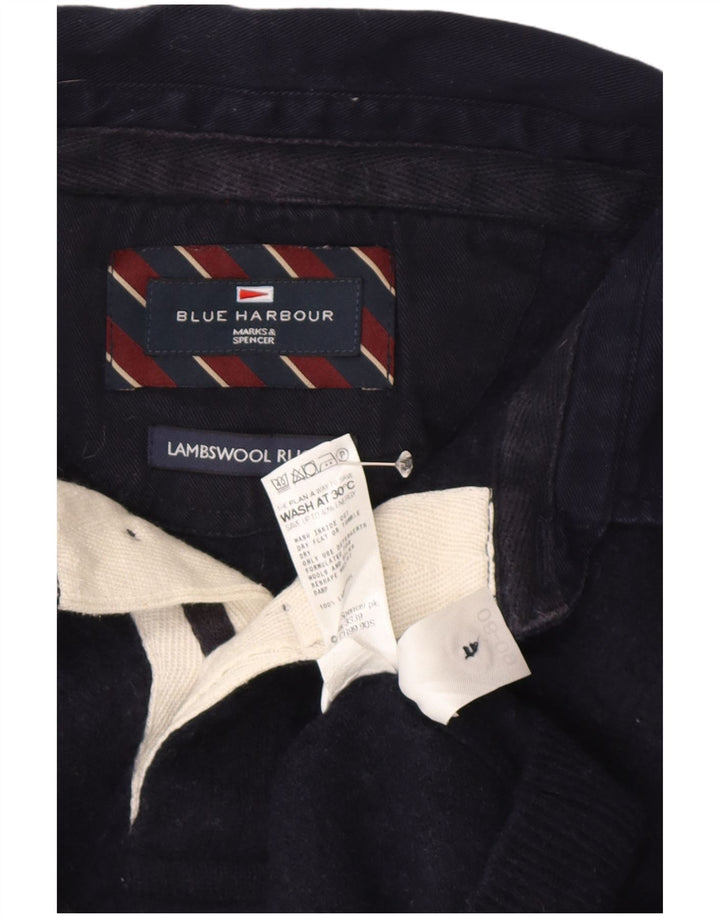 Marks & Spencer Herren-Pullover „Harbor“ mit Polokragen, Blau, Größe L, Marineblau